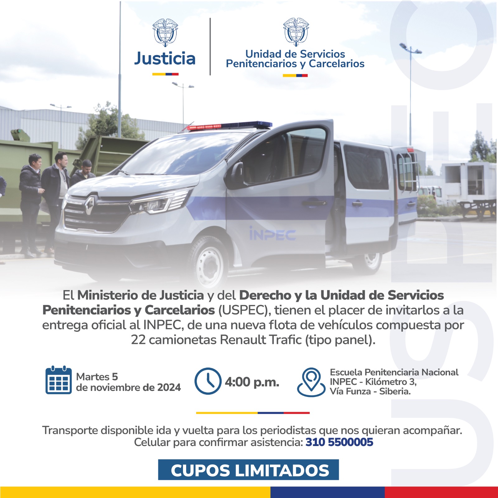 Entrega oficial al INPEC de nueva flota de vehículos