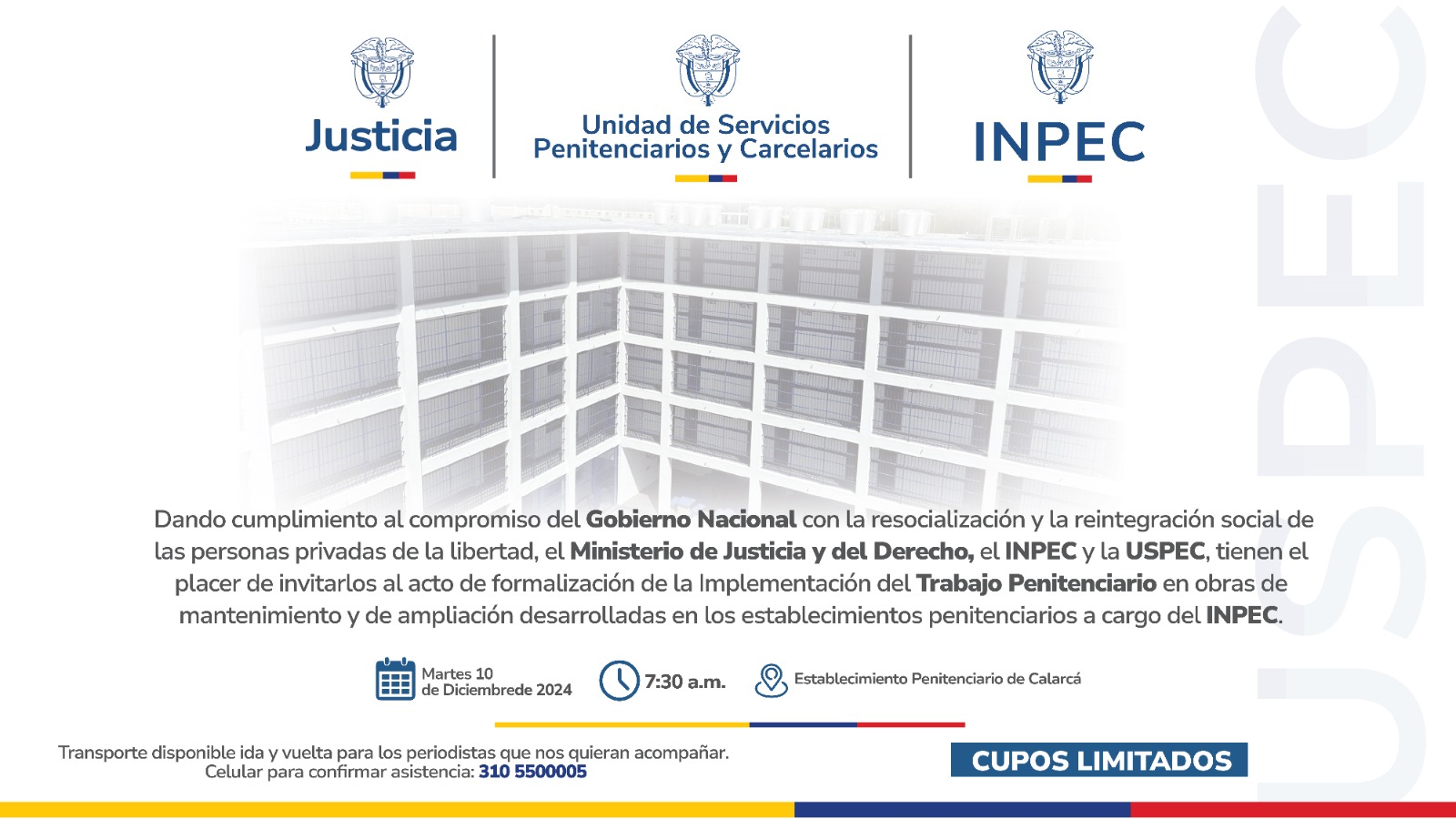 Invitación a evento implementación trabajo penitenciario