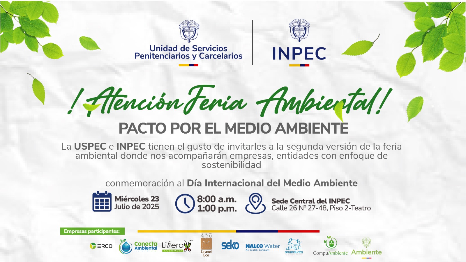Invitación Feria ambiental - pacto por el medio ambiente