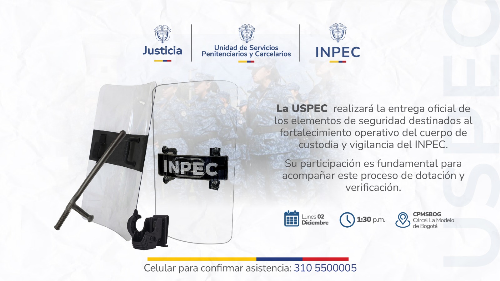 Entrega equipos de fortalecimiento al INPEC
