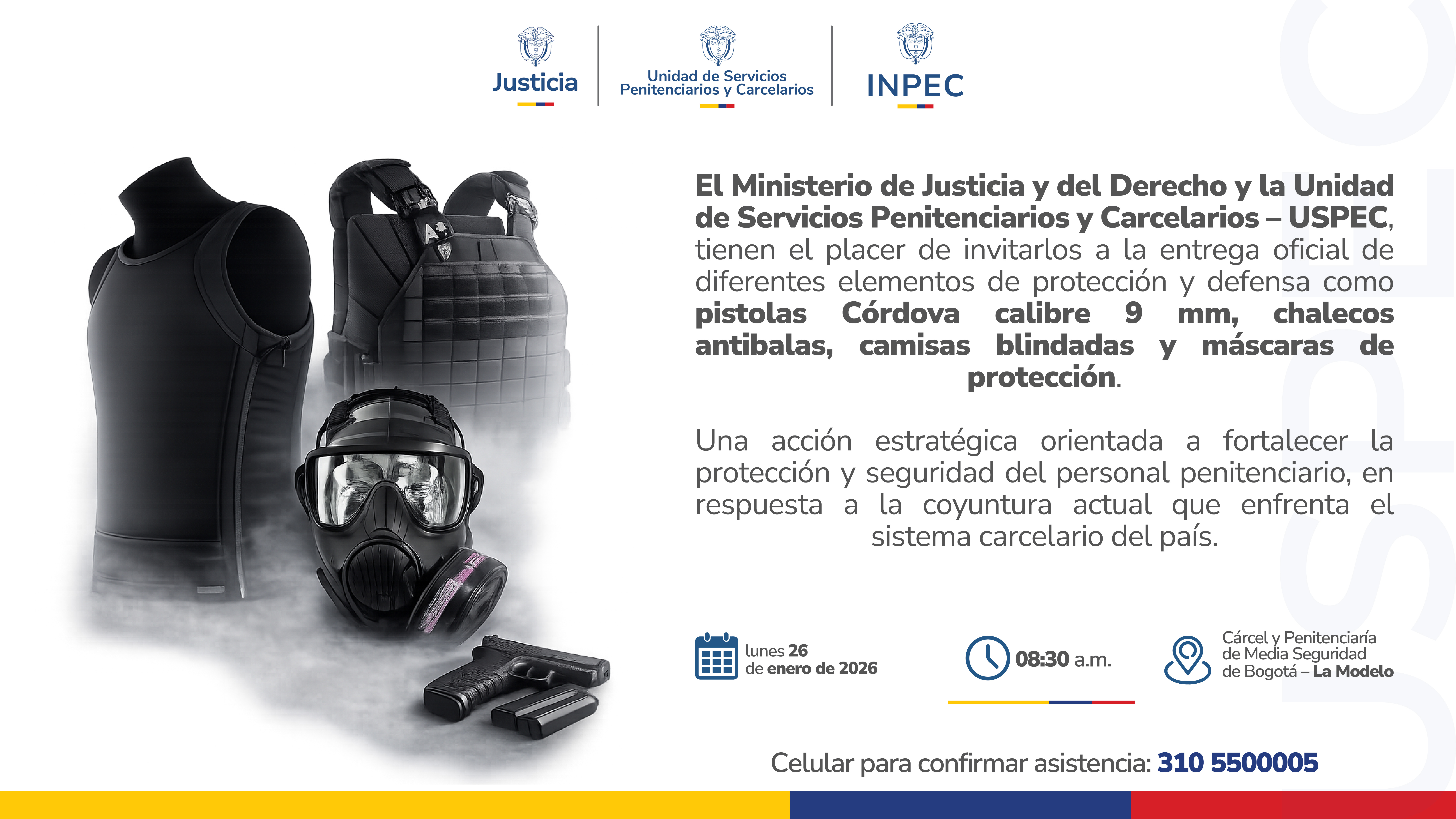 entrega oficial de diferentes elementos de protección y defensa