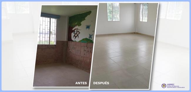 Fotografía: obras de adecuación y mantenimiento del Centro de Desarrollo Infantil - DIER de la Reclusión de Mujeres en Bogotá.