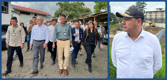 Fotografía: recorrido Ministro de Justicia, director Uspec en la obra de Calarcá