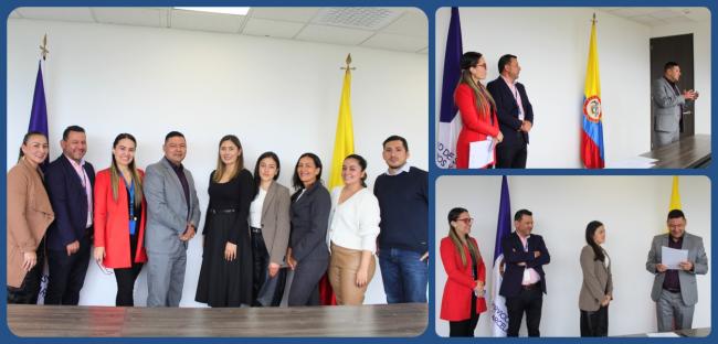 Collage: fotos funcionarios posesionándose y firmando acta de posesión