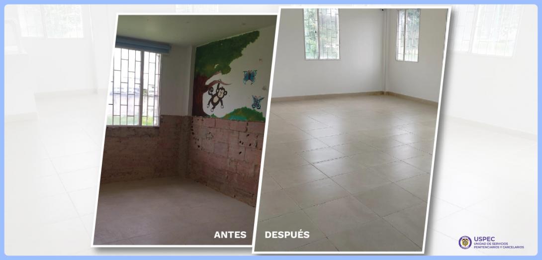 Fotografía: obras de adecuación y mantenimiento del Centro de Desarrollo Infantil - DIER de la Reclusión de Mujeres en Bogotá.
