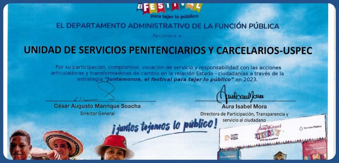 Fotografía: diploma reconocimiento Festival Juntémonos
