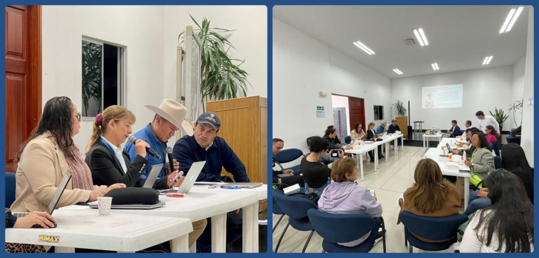 collage: delegados uspec, ministerio de agricultura, y otros en mesa técnica nacional