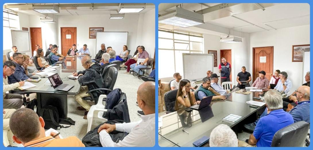 Collage: reunión USPEC, Secretaría de Planeación de Pereira y la veeduría del proyecto el Pílamo